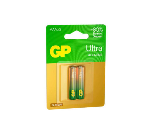 Элемент питания алкалиновый AAA/LR03 1.5В Ultra Alkaline G-Tech 24AUA21-2CRSBC2 20/160 (блист.2шт) GP 1232