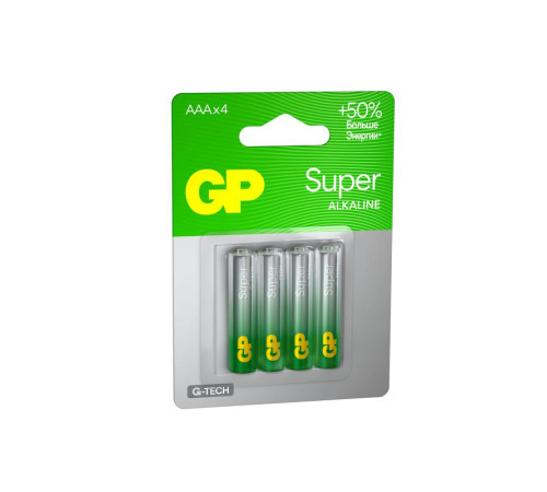 Элемент питания алкалиновый AAA/LR03 1.5В Super Alkaline G-Tech (блист.4шт) GP 1220
