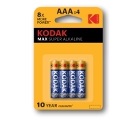 Элемент питания алкалиновый AAA/LR03 1.5В MAX SUPER Alkaline (блист.4шт) KODAK Б0005124