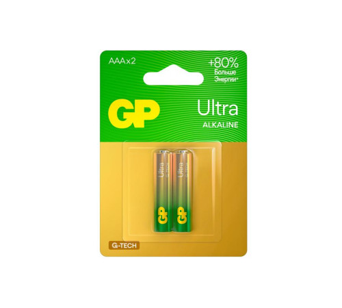 Элемент питания алкалиновый AAA/LR03 1.5В Ultra Alkaline G-Tech 24AUA21-2CRSBC2 20/160 (блист.2шт) GP 1232