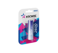 Аккумулятор 18650 Li-ion 2600мА.ч без защиты (блист.1шт) КОСМОС KOC18650Li-ion26UBL1