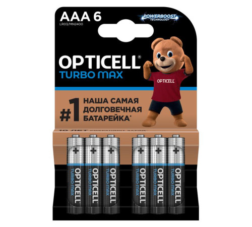 Элемент питания алкалиновый AAA/LR03 (блист. 6шт) Turbo Max Opticell 6053006