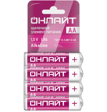 Элемент питания алкалиновый 90 638 OBT-02 LR6-SHBP4 (уп.4шт) ОНЛАЙТ 90638
