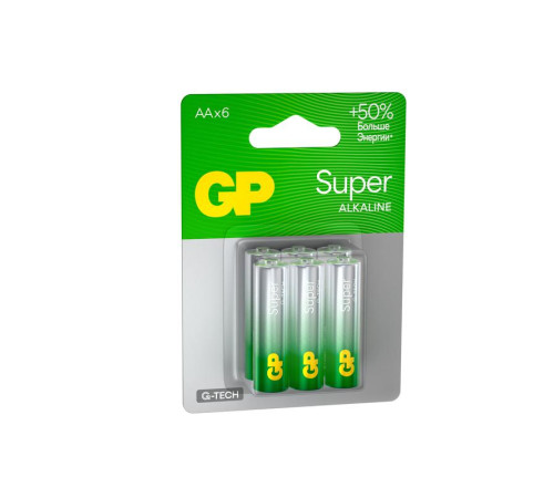 Элемент питания алкалиновый AA/LR6 1.5В Super Alkaline G-Tech (блист.6шт) GP 1228