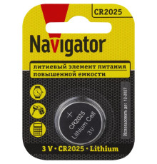 Элемент питания литиевый CR2025 93 822 NBT-CR2025-BP1 (блист.1шт) NAVIGATOR 93822