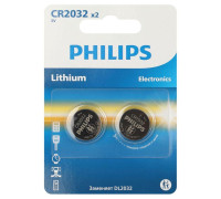 Элемент питания литиевый CR2032 (блист. 2шт) Philips Б0062716