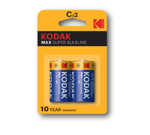 Элемент питания алкалиновый C/LR14 1.5В MAX SUPER Alkaline (блист. 2шт) KODAK Б0005123