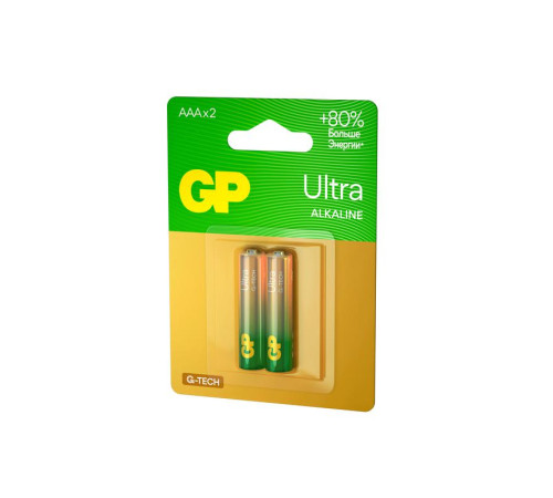Элемент питания алкалиновый AAA/LR03 1.5В Ultra Alkaline G-Tech 24AUA21-2CRSBC2 20/160 (блист.2шт) GP 1232