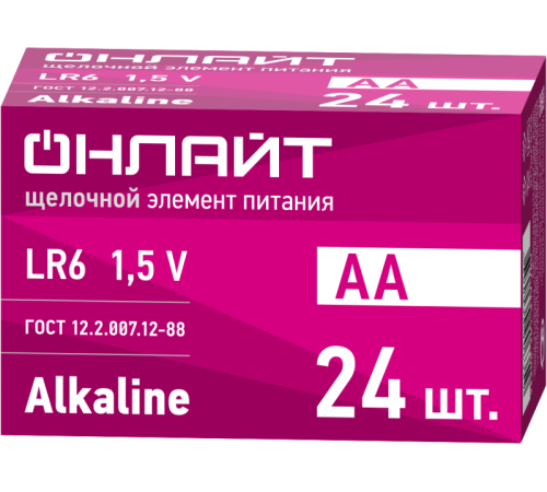 Элемент питания алкалиновый 90 635 OBT-ALK-LR6-BOX24 (бокс 24шт) ОНЛАЙТ 90635