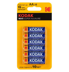 Элемент питания алкалиновый AA/LR6 1.5В MAX SUPER Alkaline (блист. 6шт) KODAK Б0064203