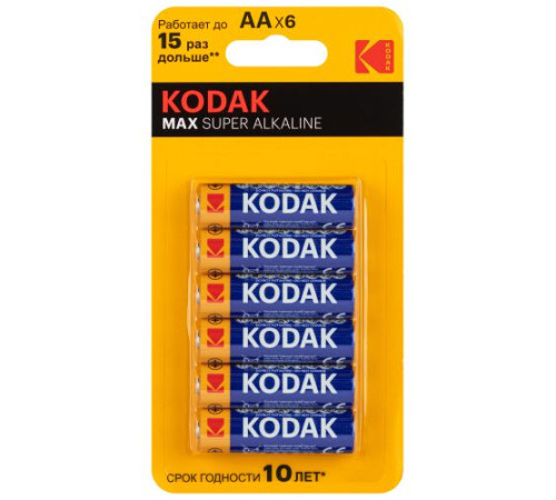 Элемент питания алкалиновый AA/LR6 1.5В MAX SUPER Alkaline (блист. 6шт) KODAK Б0064203