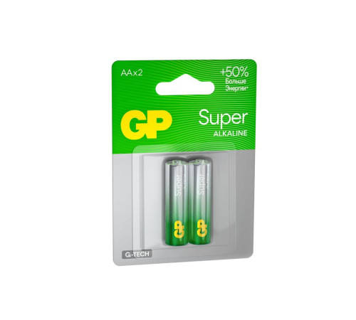 Элемент питания алкалиновый AA/LR6 1.5В Super Alkaline G-Tech (блист.2шт) GP 1223
