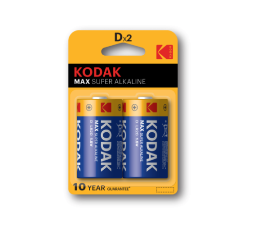Элемент питания алкалиновый D/LR20 1.5В MAX SUPER Alkaline (блист. 2шт) KODAK Б0005129