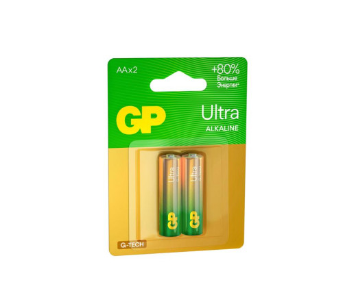 Элемент питания алкалиновый AA/LR6 1.5В Ultra Alkaline G-Tech 15AUA21-2CRSBC2 20/80 (блист.2шт) GP 1229