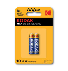 Элемент питания алкалиновый AAA/LR03 1.5В MAX SUPER Alkaline (блист. 2шт) KODAK Б0005132