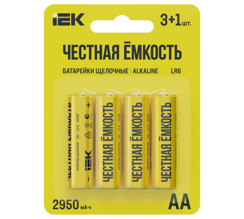 Элемент питания алкалиновый LR6/AA ПРОМО (блист.4шт) IEK ABT-LR06-OP-L04A