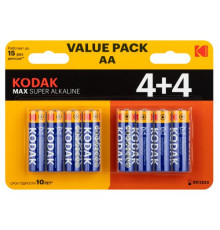 Элемент питания алкалиновый AA/LR6 1.5В MAX SUPER Alkaline (блист. 8шт) KODAK Б0057080
