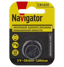 Элемент питания литиевый CR1620 93 827 NBT-CR1620-BP1 (блист.1шт) NAVIGATOR 93827