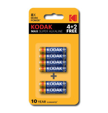 Элемент питания алкалиновый AAA/LR03 1.5В MAX SUPER Alkaline (блист. 6шт) KODAK Б0064252