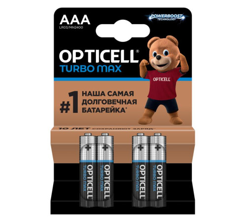 Элемент питания алкалиновый AAA/LR03 (блист. 4шт) Turbo Max Opticell 6053004