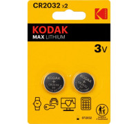 Элемент питания литиевый CR2032 MAX Lithium (блист. 2шт) KODAK Б0037004
