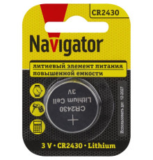 Элемент питания литиевый CR2430 93 828 NBT-CR2430-BP1 (блист.1шт) NAVIGATOR 93828