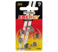 Элемент питания воздушно-цинковые для слухового аппарата ZA13-6BL ENERGY POWER Hearing Aid (блист.6шт) Трофи Б0057976