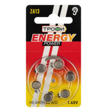 Элемент питания воздушно-цинковые для слухового аппарата ZA13-6BL ENERGY POWER Hearing Aid (блист.6шт) Трофи Б0057976