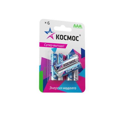 Элемент питания алкалиновый AAA/LR03 BP-6 (блист.6шт) КОСМОС KOCLR03BL6
