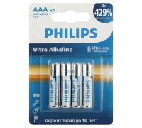 Элемент питания алкалиновый AAA/LR03 1.5В Ultra (уп.4шт) Philips Б0062734