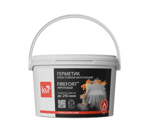 Герметик огнестойкий монтажный акриловый EI240 FIREFORT (ведро 3кг) KM-FF-G-3000 КМ LO53706