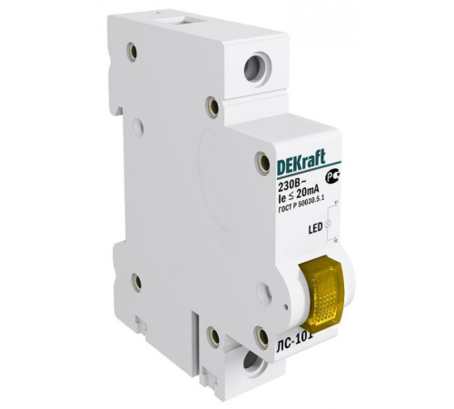 Лампа сигнальная ЛС-101 на DIN-рейку 1p желт. LED DEKraft 18008DEK