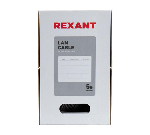 Кабель витая пара U/UTP кат.5E 4х2х24AWG нг(А)-HF медь оранж. 305м (м) Rexant 01-0049