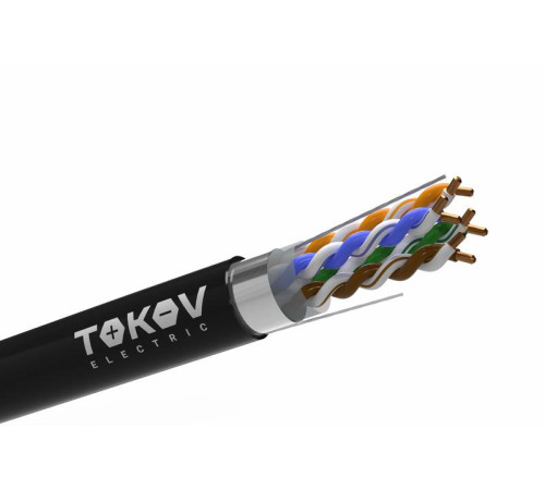 Кабель витая пара F/UTP 4х2х24AWG (0.48мм) кат.5E PE Fluke tested (м) TOKOV Electric TKE-C05-F/UTP-42-5E-305-OD