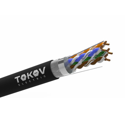 Кабель витая пара SF/UTP 4х2х24AWG (0.52мм) кат.5E PE Fluke tested (м) TOKOV PRO TKP-C05-SF/UTP-42-5E-305-OD
