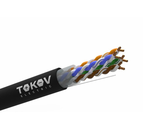 Кабель витая пара U/UTP 4х2х24AWG (0.48мм) кат.5E PE Fluke tested (м) TOKOV Electric TKE-C05-U/UTP-42-5E-305-OD