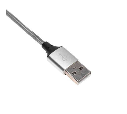 Кабель USB для iPhone 5/6/7 моделей шнур в тканевой оплетке черн. Rexant 18-4245