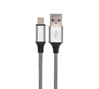 Кабель USB для iPhone 5/6/7 моделей шнур в тканевой оплетке черн. Rexant 18-4245