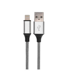 Кабель USB для iPhone 5/6/7 моделей шнур в тканевой оплетке черн. Rexant 18-4245