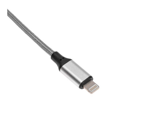 Кабель USB для iPhone 5/6/7 моделей шнур в тканевой оплетке черн. Rexant 18-4245