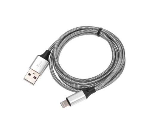 Кабель USB для iPhone 5/6/7 моделей шнур в тканевой оплетке черн. Rexant 18-4245