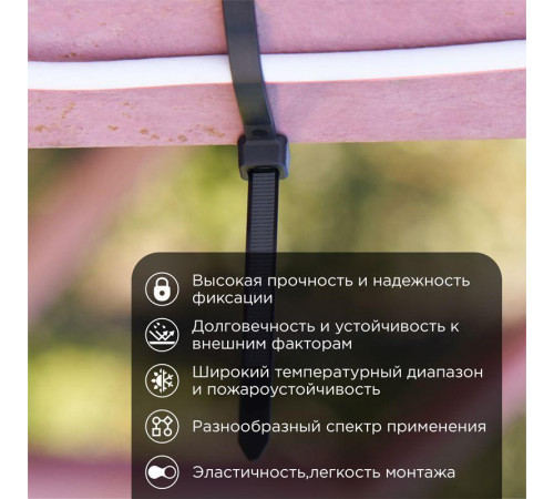 Хомут кабельный 7.6х300 нейл. черн. (уп.100шт) Rexant 07-0303
