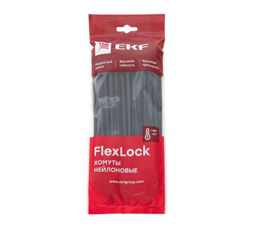 Хомут P6.6 4.8х200 FlexLock стандартный черн. (уп.100шт) PROxima EKF plc-fl-ctsb-4.8x200