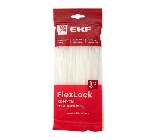 Хомут P6.6 4.6х160 FlexLock стандартный бел. (уп.100шт) PROxima EKF plc-fl-ctsw-4.6x160