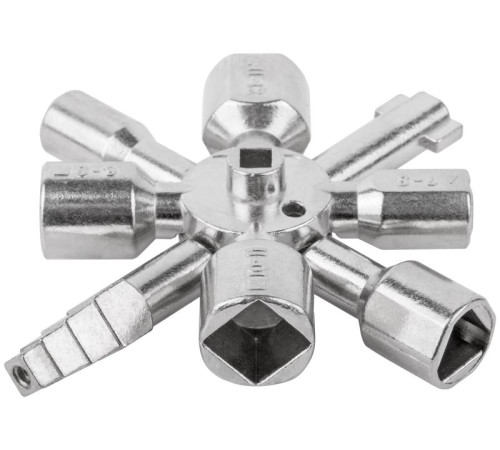 Ключ универсальный для электрошкафов 10-в-1 двусторонняя CrV бита РН2/SL7 FIT 60110