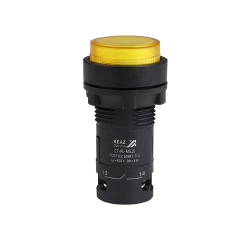 Кнопка с подсветкой OptiSignal Compact D22 С7-PL-M510 желт. 1НО 230В AC XB7NW35M1 КЭАЗ 362102