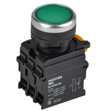 Кнопка d22мм 1НО+1НЗ MASTER с подсветкой зел. IEK MI-BT60-11D-3-12-K06
