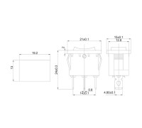 Выключатель клавишный 250В 6А (3с) ON-OFF-ON черн. с нейтралью Mini (RWB-205 SC-768) Rexant 36-2145