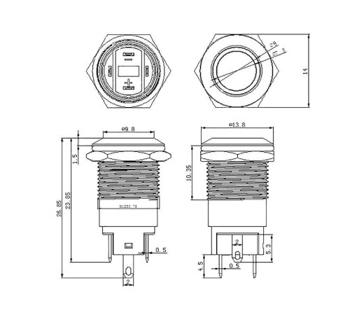 Кнопка антивандальная d12 12В без фикс. (2с) OFF-(ON) красн. Rexant 36-3210