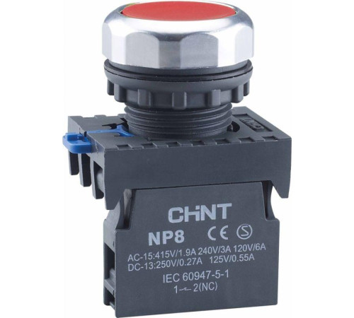 Кнопка управления NP8-01BND/4 подствет. самовозв. AC110-230В(LED) 1НЗ IP65 (R) красн. CHINT 667580